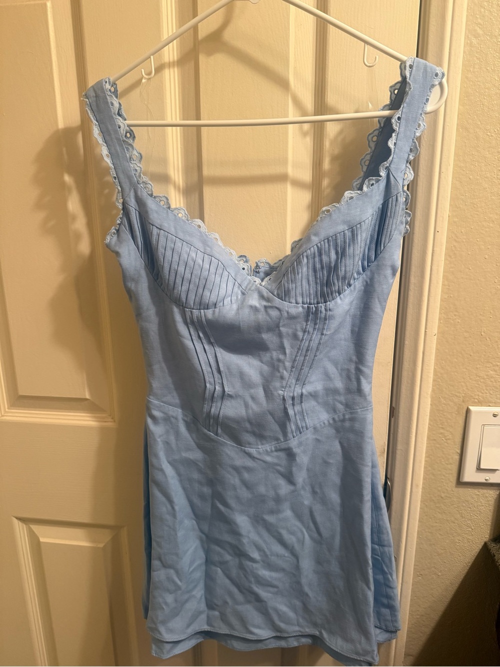 House of CB Tilly blue pin tuck mini dress - Picture 4 of 5